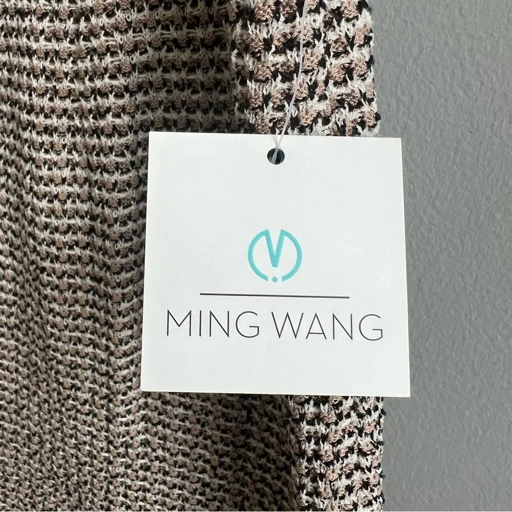 Ming Wang NWT A-Line Tweed Knit Skirt Size Large Dark Umber/Twig/Black/Ivory